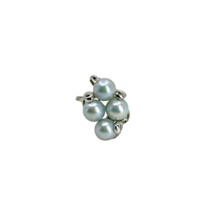Quality Blue Gray Japanese Saltwater Akoya Cultured Pearl Vintage Cluster Ring- Sterling Silver Sz 6
