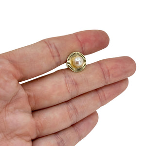 Mid Century Modernist Japanese Saltwater Akoya Cultured Pearl Tie Tac- 14K Yellow Gold