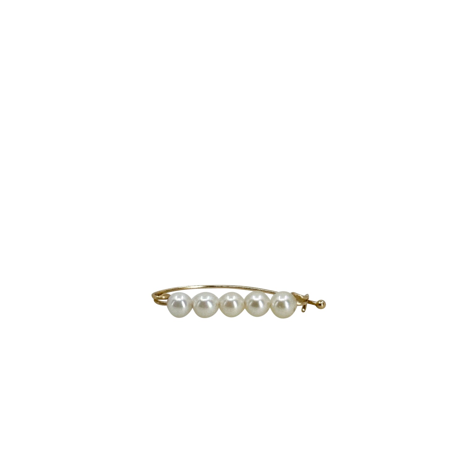 Vintage Shortener Mid Century Petite Cultured Saltwater Akoya Pearl Bar Pin- 14K Yellow Gold