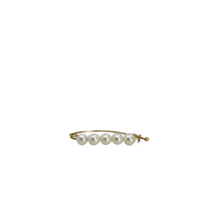 Vintage Shortener Mid Century Petite Cultured Saltwater Akoya Pearl Bar Pin- 14K Yellow Gold