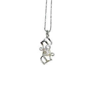 Mid Century Swirl Japanese Cultured Akoya Solitaire Pearl Pendant- Sterling Silver 18.50 Inch