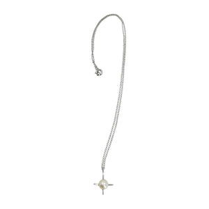 Mid Century Star Japanese Saltwater Akoya Cultured Pearl Solitaire Pendant- Sterling Silver 16 Inch