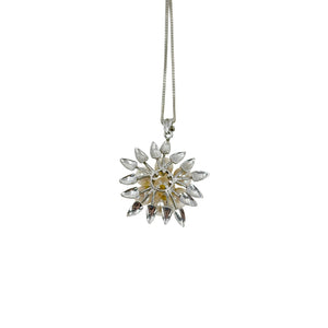 Mid Century Cluster Flower Japanese Saltwater Akoya Cultured Pearl Pendant- Sterling Silver 18 Inch