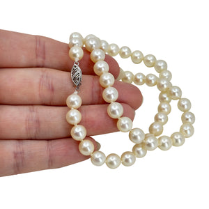 Pink Vintage Japanese Saltwater Akoya Cultured Pearl Mid-Century Necklace - 10K White Gold 15.75