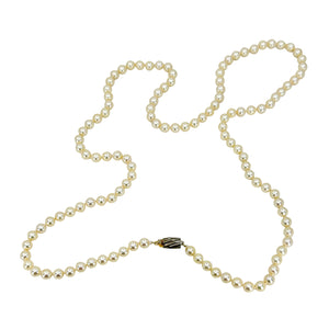 Golden Cream Vintage Japanese Saltwater Akoya Cultured Pearl Opera Necklace - Sterling Silver 35 Inch