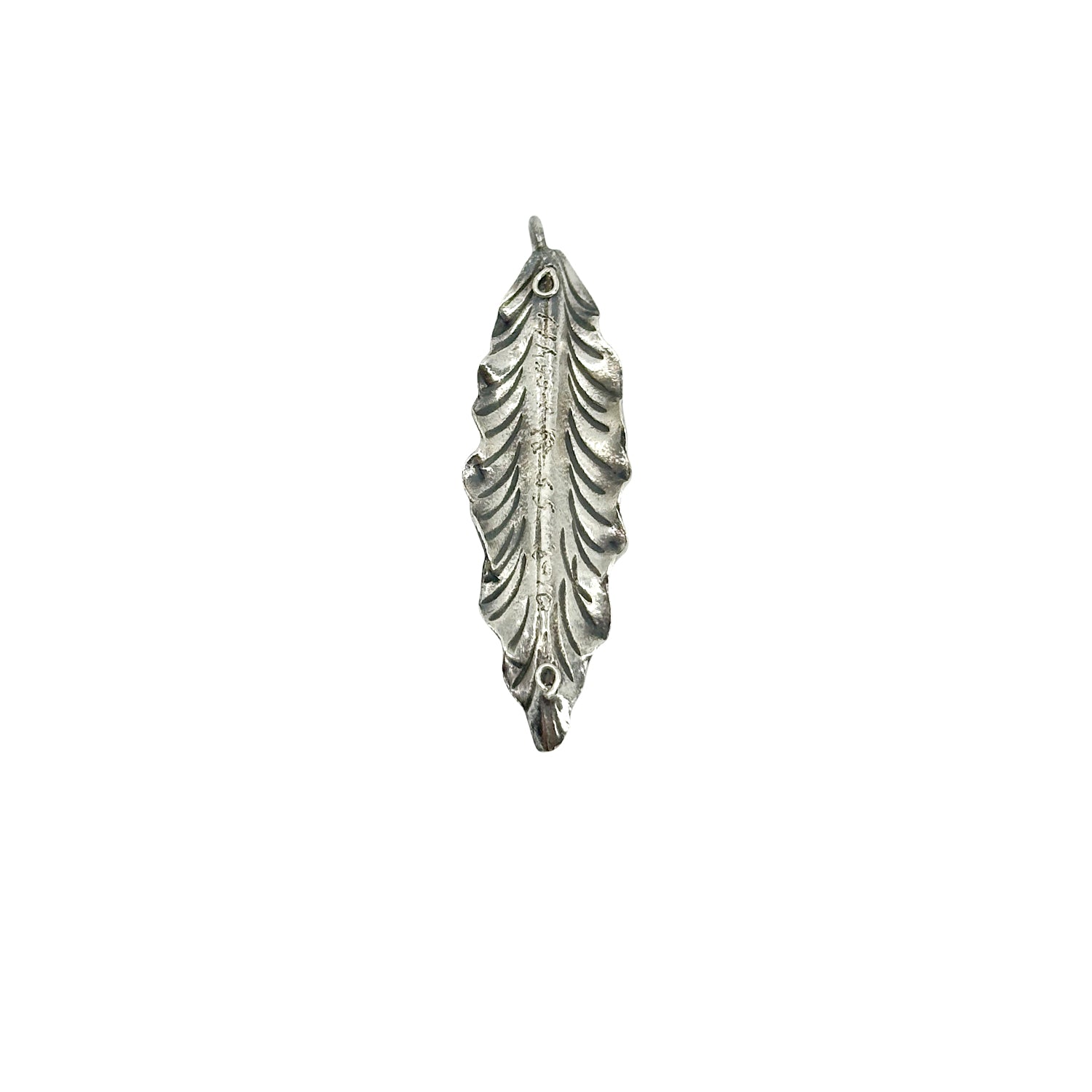 Handmade Artisan Leaf Japanese Saltwater Cultured Akoya Vintage Pendant Charm- Sterling Silver