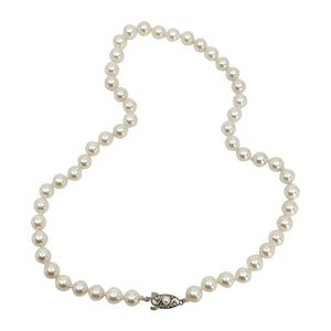 7.50mm Large Quality Japanese Saltwater Akoya Cultured Pearl Necklace - Sterling Silver 18 Inch
