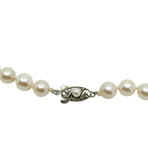 7.50mm Large Quality Japanese Saltwater Akoya Cultured Pearl Necklace - Sterling Silver 18 Inch
