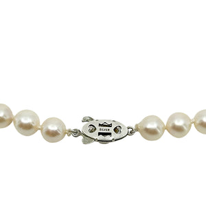 7.50mm Large Quality Japanese Saltwater Akoya Cultured Pearl Necklace - Sterling Silver 18 Inch