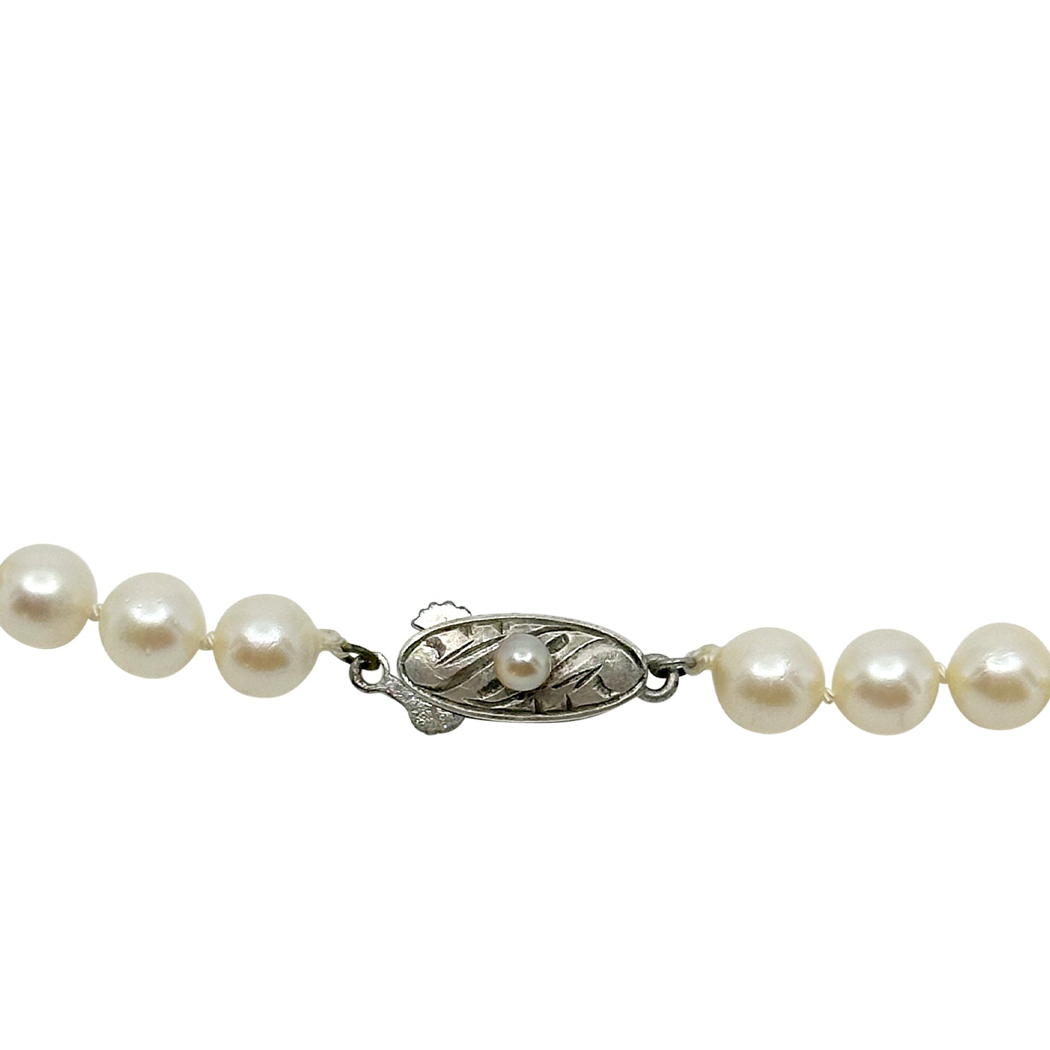 6.50mm Vintage Choker Japanese Saltwater Akoya Cultured Pearl Necklace - Sterling Silver 16 Inch