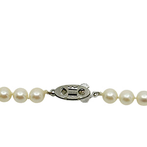 6.50mm Vintage Choker Japanese Saltwater Akoya Cultured Pearl Necklace - Sterling Silver 16 Inch