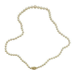 Quality Estate Mid-Century Japanese Cultured Saltwater Akoya Pearl Vintage Necklace - 14K Yellow Gold 17.50 Inch