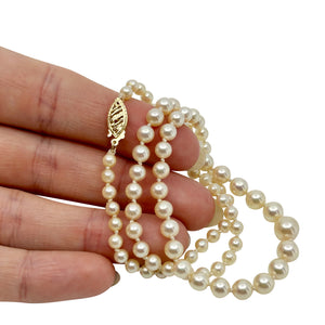 Quality Estate Mid-Century Japanese Cultured Saltwater Akoya Pearl Vintage Necklace - 14K Yellow Gold 17.50 Inch