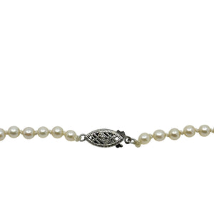 Quality Vintage Japanese Cultured Saltwater Akoya Pearl Mid Century Necklace - 10K White Gold 20.75 Inch