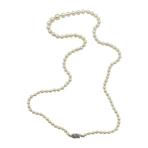 Quality Vintage Japanese Cultured Saltwater Akoya Pearl Mid Century Necklace - 10K White Gold 20.75 Inch