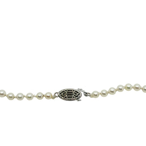 Petite Choker Vintage Japanese Cultured Saltwater Akoya Pearl Mid Century Necklace - 10K White Gold 14.25 Inch