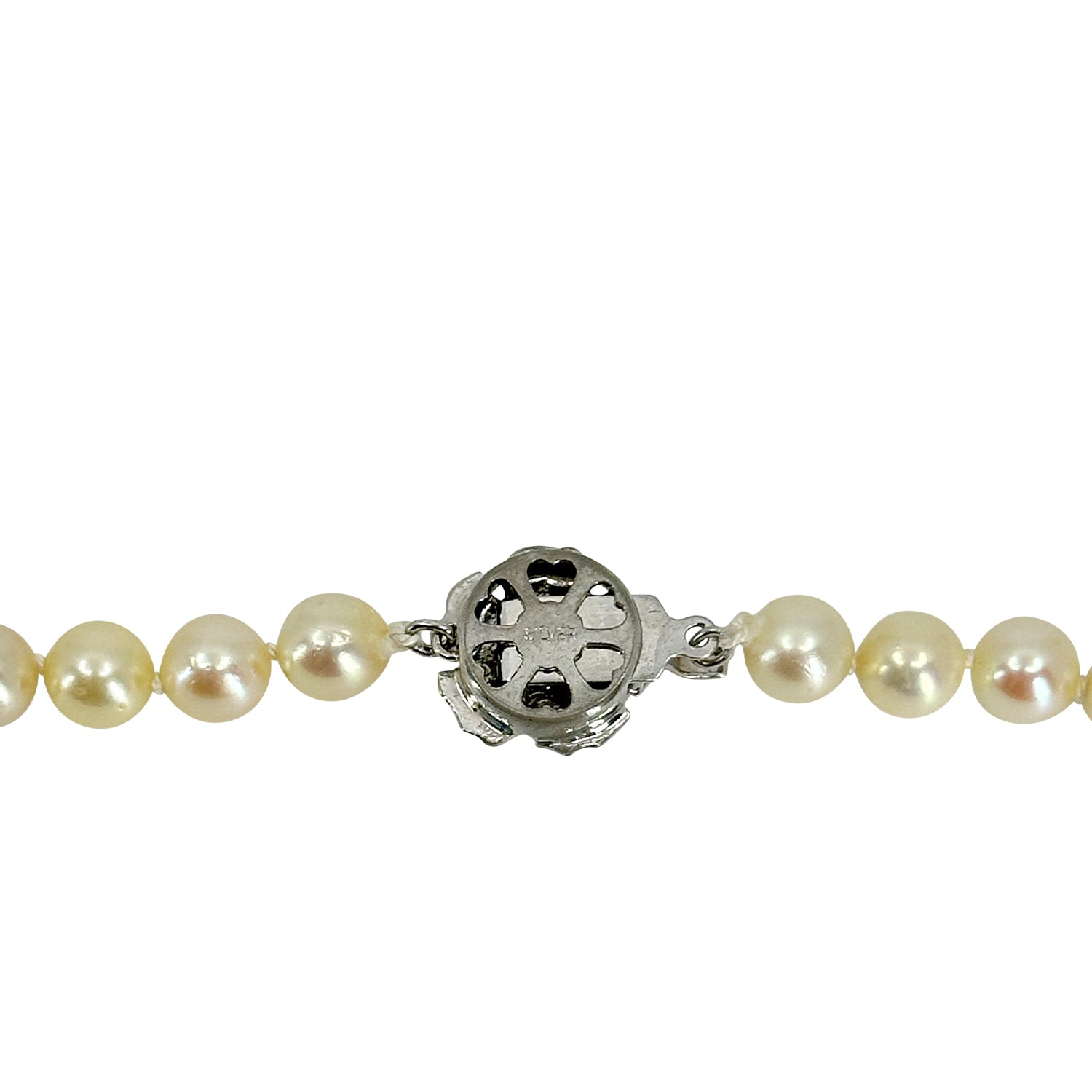 Cream Opera 7.00mm Japanese Saltwater Akoya Cultured Pearl Necklace - Sterling Silver 30.50 Inch