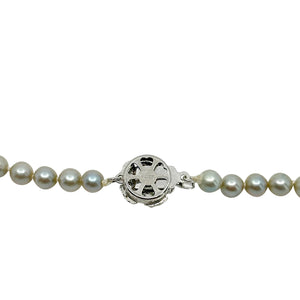 Light Gray Vintage Mid Century Japanese Saltwater Cultured Akoya Pearl Necklace - Silver 17.75 Inch