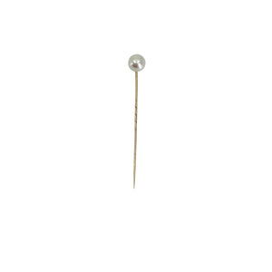 Vintage Japanese Saltwater Akoya Cultured Pearl Hat Stick Pin- 10K Yellow Gold