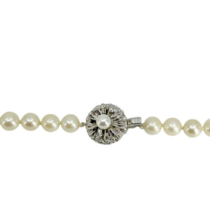 Modernist 6.50mm Japanese Saltwater Akoya Cultured Pearl MCM Necklace - Sterling Silver 18 Inch