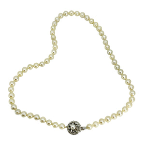 Modernist 6.50mm Japanese Saltwater Akoya Cultured Pearl MCM Necklace - Sterling Silver 18 Inch
