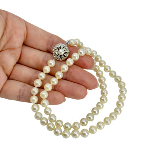 Modernist 6.50mm Japanese Saltwater Akoya Cultured Pearl MCM Necklace - Sterling Silver 18 Inch