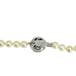 Modernist 6.50mm Japanese Saltwater Akoya Cultured Pearl MCM Necklace - Sterling Silver 18 Inch