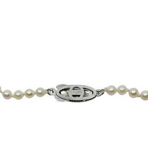 Vintage Graduated Japanese Saltwater Akoya Cultured Pearl Necklace - Sterling Silver 21.25 Inch