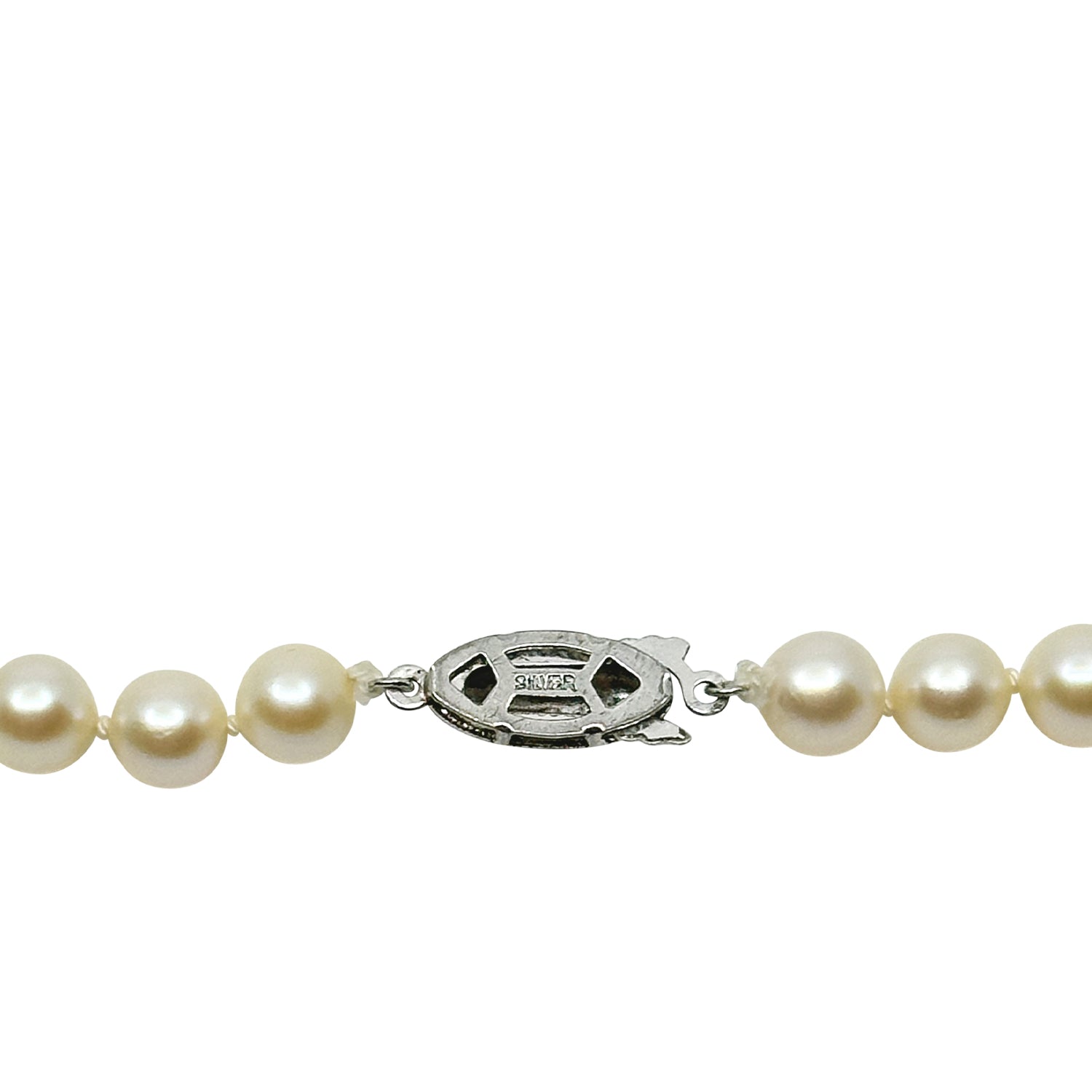 Vintage 6.50mm Japanese Saltwater Akoya Cultured Pearl Necklace - Sterling Silver 18.50 Inch