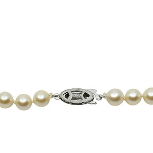 Vintage 6.50mm Japanese Saltwater Akoya Cultured Pearl Necklace - Sterling Silver 18.50 Inch