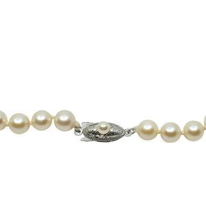 Vintage 6.50mm Japanese Saltwater Akoya Cultured Pearl Necklace - Sterling Silver 18.50 Inch