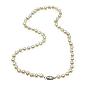 Vintage 6.50mm Japanese Saltwater Akoya Cultured Pearl Necklace - Sterling Silver 18.50 Inch