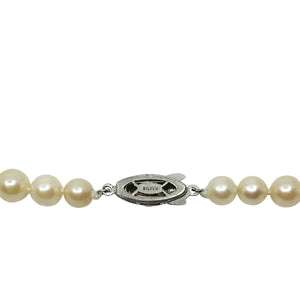 6.75mm Vintage Choker Japanese Saltwater Akoya Cultured Pearl Necklace - Sterling Silver 16 Inch