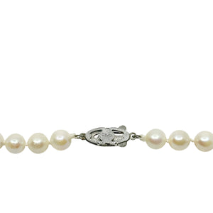 Vintage Choker 6.75mm Japanese Saltwater Akoya Cultured Pearl Necklace - Sterling Silver 16.75 Inch