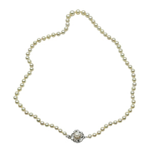 Quality Floral Vintage Japanese Saltwater Akoya Cultured Pearl Graduated Necklace - Sterling Silver 20 Inch