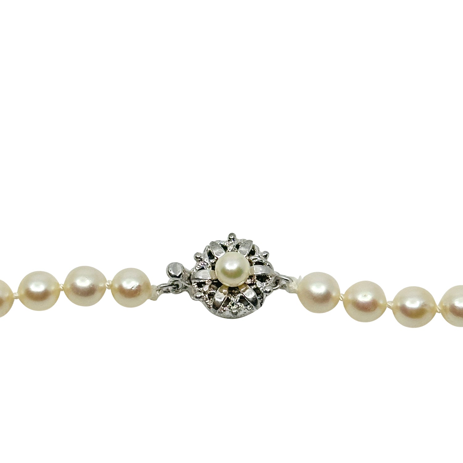 Rosy MCM Vintage Japanese Saltwater Akoya Cultured Pearl Necklace - Sterling Silver 19.50 Inch