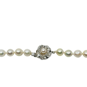 Floral Sakura Vintage Japanese Saltwater Akoya Cultured Pearl Necklace - Sterling Silver 18.25 Inch