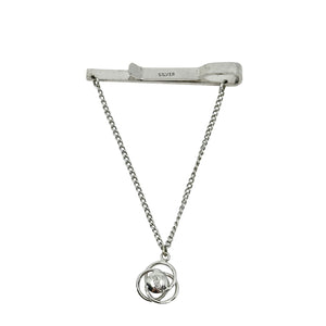 Dangle Knot Vintage Men's Japanese Saltwater Akoya Cultured Pearl Tie Bar- Sterling Silver