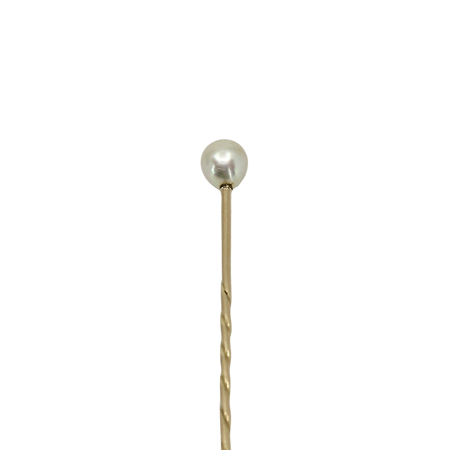 Vintage Straight Japanese Saltwater Akoya Cultured Pearl Hat Stick Pin- 14K Yellow Gold