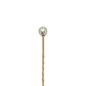 Vintage Straight Japanese Saltwater Akoya Cultured Pearl Hat Stick Pin- 14K Yellow Gold