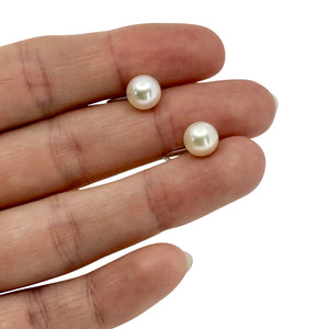 Vintage Solitaire Akoya Saltwater Cultured Pearl Screwback Earrings- 14K White Gold