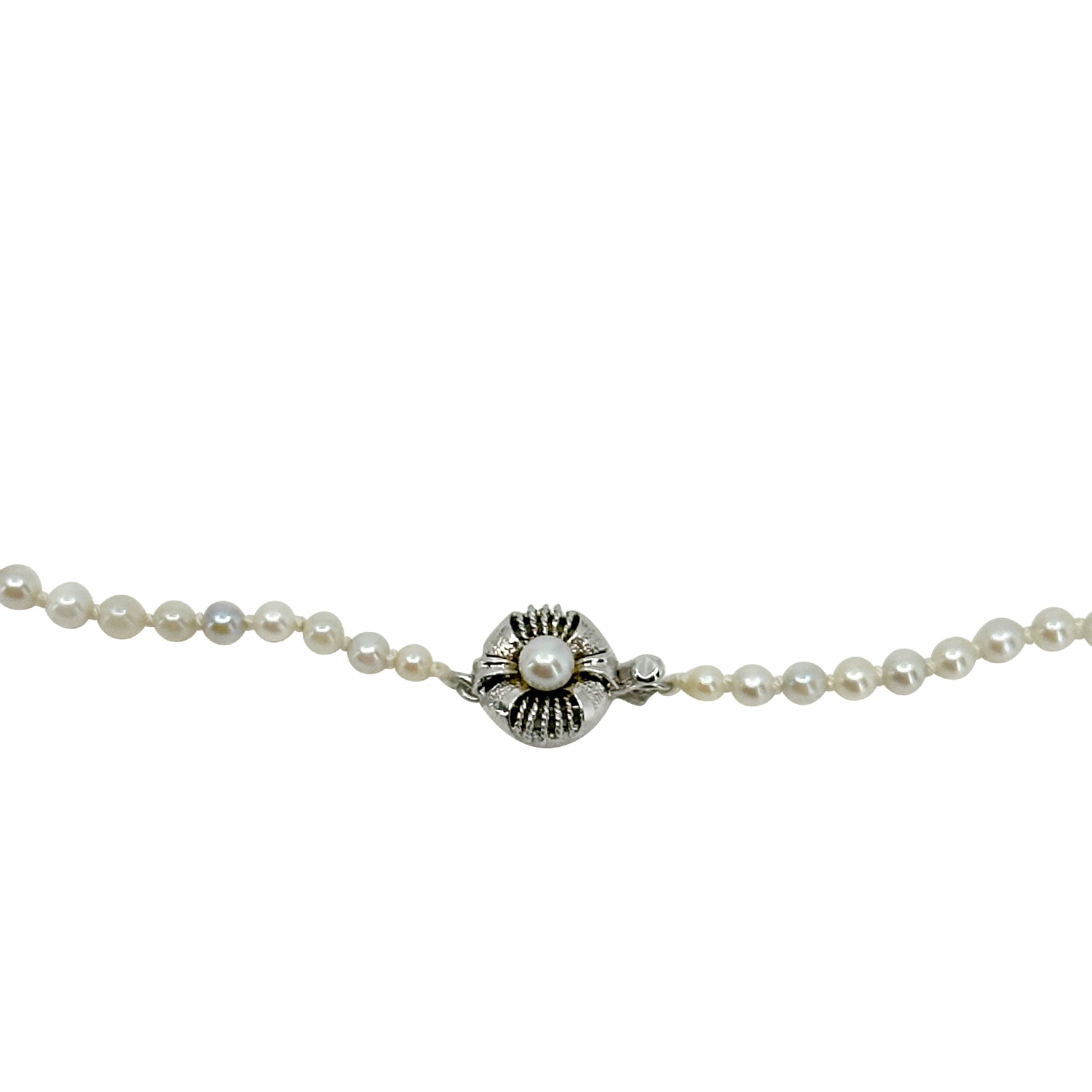 3.00-7.25mm Graduated Vintage Japanese Saltwater Akoya Cultured Pearl Necklace - Sterling Silver 17.50 Inch