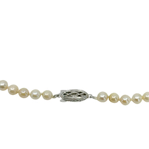 5.75-7.00mm Braided Vintage Japanese Saltwater Akoya Cultured Pearl Necklace - Sterling Silver 18.50 Inch