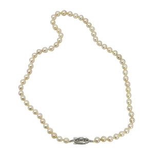 5.75-7.00mm Braided Vintage Japanese Saltwater Akoya Cultured Pearl Necklace - Sterling Silver 18.50 Inch