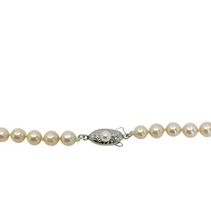 5.75-6.75mm Vintage Japanese Saltwater Akoya Cultured Pearl Necklace - Sterling Silver 17 Inch