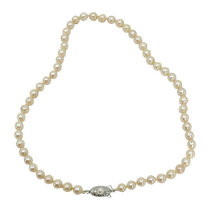 5.75-6.75mm Vintage Japanese Saltwater Akoya Cultured Pearl Necklace - Sterling Silver 17 Inch