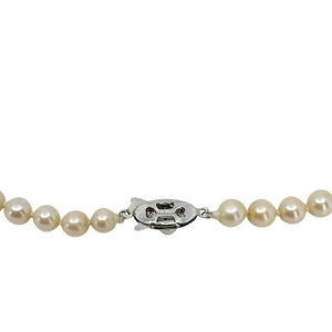 5.75-6.75mm Vintage Japanese Saltwater Akoya Cultured Pearl Necklace - Sterling Silver 17 Inch