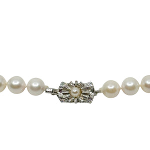 Large White 8.50mm Vintage Japanese Saltwater Akoya Choker Cultured Pearl Necklace - Sterling Silver 18.50 Inch