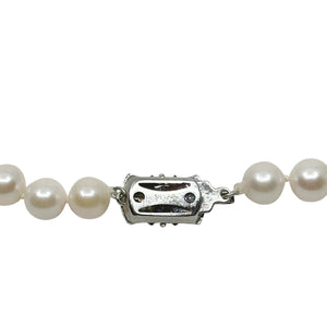 Large White 8.50mm Vintage Japanese Saltwater Akoya Choker Cultured Pearl Necklace - Sterling Silver 18.50 Inch