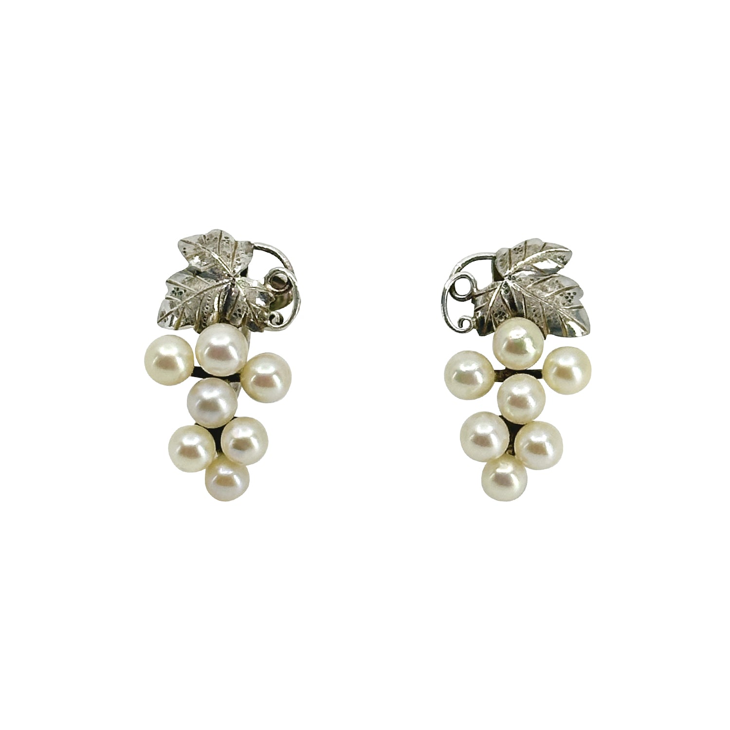 Long Cluster Grape Akoya Saltwater Cultured Pearl Screwback Vintage Earrings- Sterling Silver (Copy)